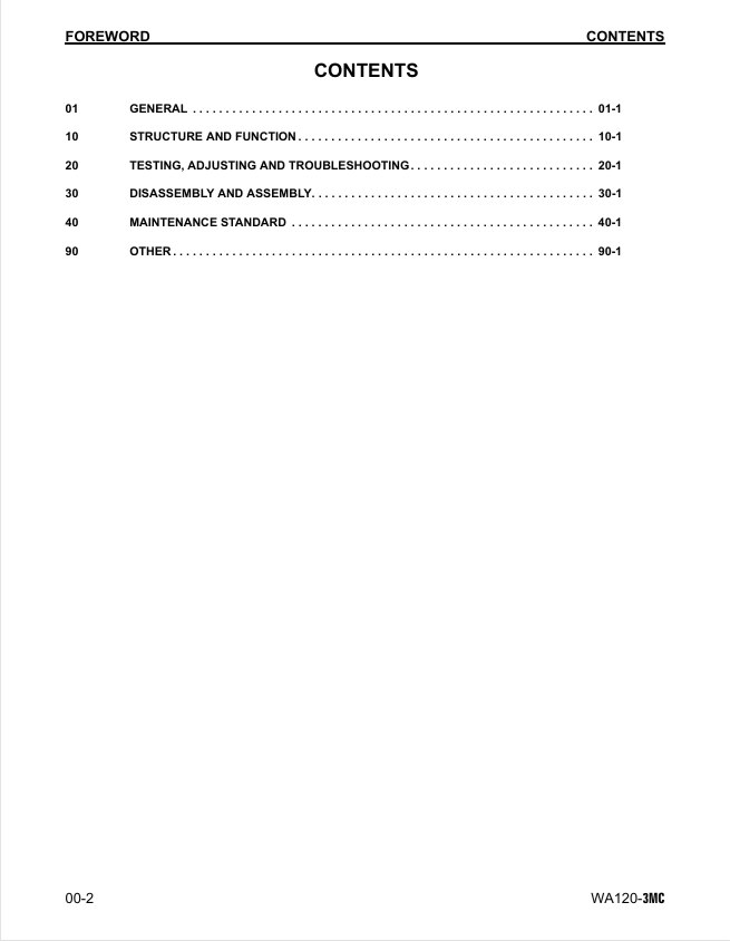 Komatsu WA120-3MC Wheel Loader Service Manual – CEBM005101