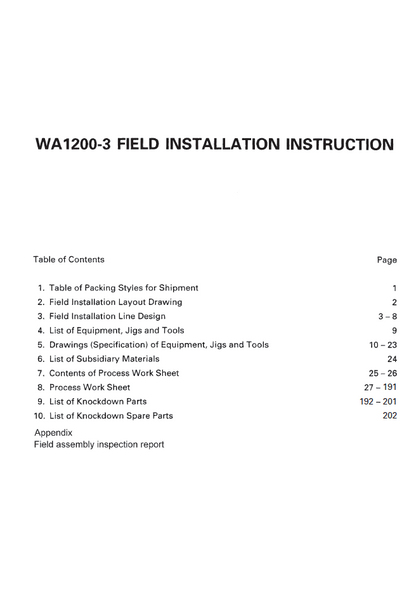 Komatsu WA1200-3 Large Wheel Loader Field Assembly Procedure (GEN00011-04)