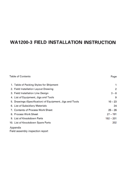 Komatsu WA1200-3 Wheel Loader Assembly and Installation Instruction Guide