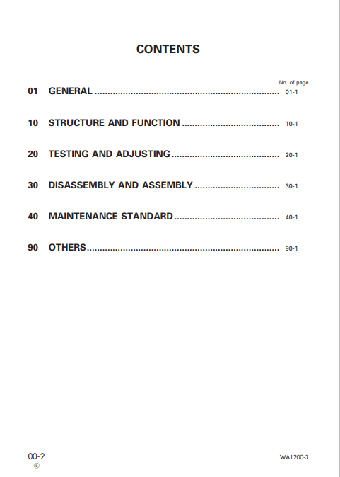 Komatsu WA1200-3 Wheel Loader Service & Repair Manual PDF