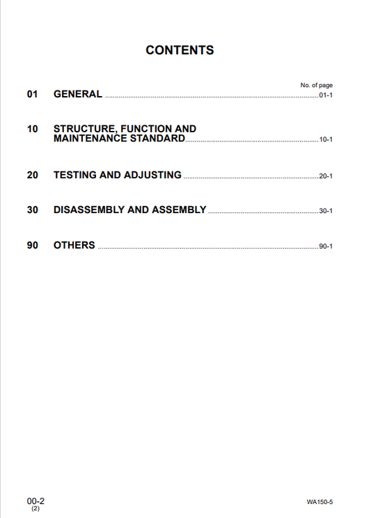 Komatsu WA150-5 Wheel Loader Service & Repair Manual PDF