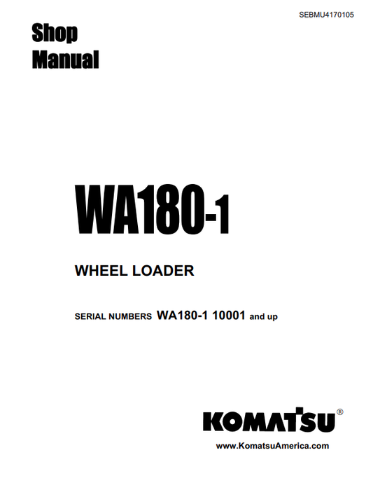Komatsu WA180-1 Wheel Loader Shop Manual S/N 10001-UP PDF