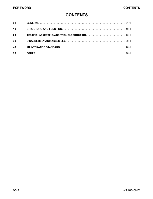 Komatsu WA180-3MC Wheel Loader Service Manual – CEBM005002