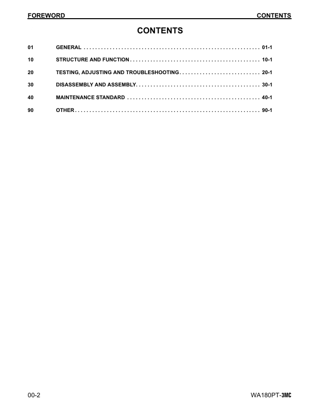 Komatsu WA180PT-3MC Wheel Loader Service Manual – CEBM005201