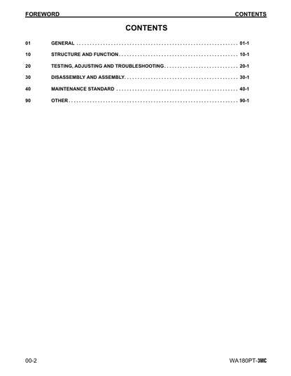 Komatsu WA180PT-3MC Wheel Loader Service Manual – CEBM005201