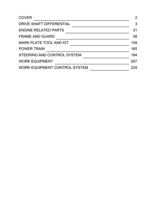 Komatsu WA250-3 Wheel Loader Parts Catalogue S/N 50001-52999