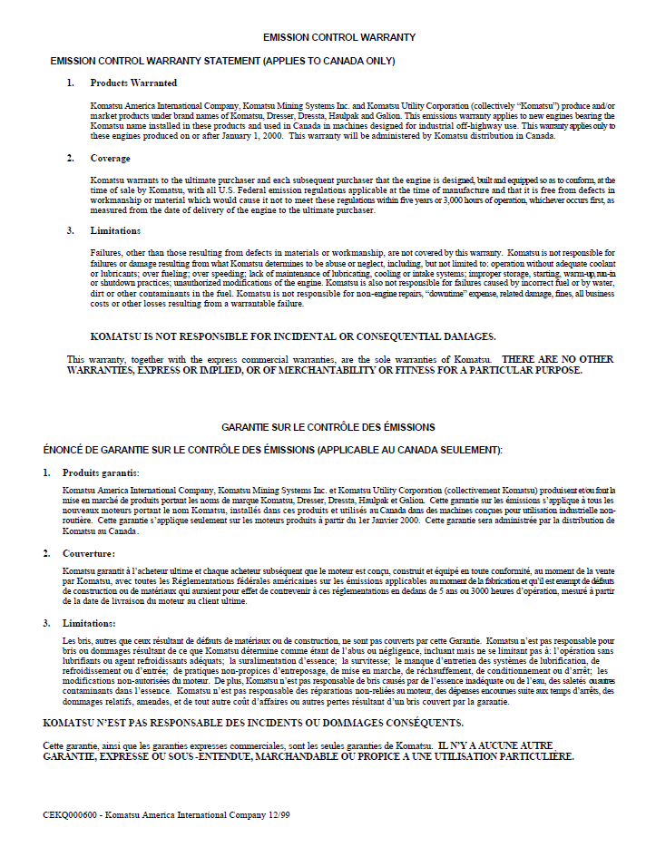 Komatsu WA250-5L Operation and Maintenance Manual CEAM011301
