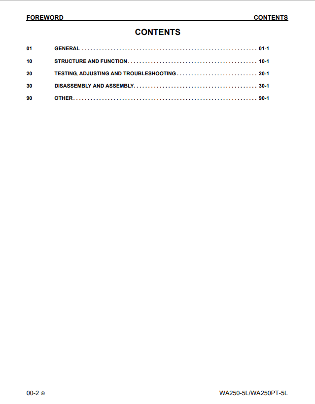 Komatsu WA250-5L & WA250PT-5L Service Repair Manual CEBM011605