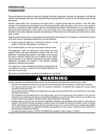 Komatsu WA250-6 Operation and Maintenance Manual CEAM000503