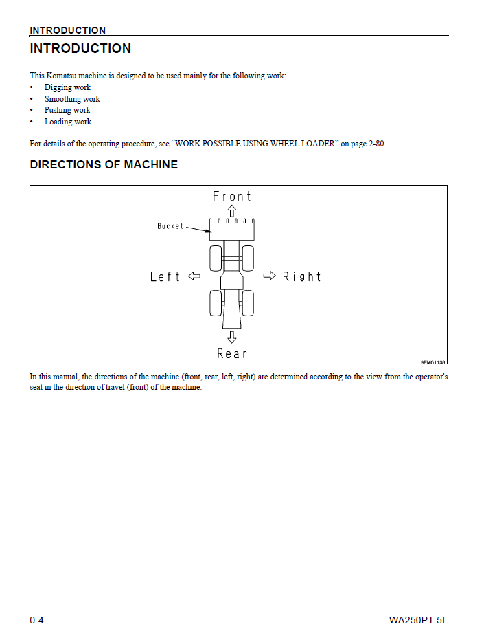 Komatsu WA250PT-5L Wheel Loader PDF Manual CEAM011402