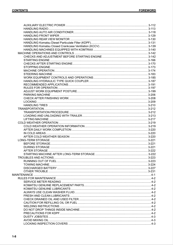 Komatsu WA270-7 Heavy Equipment Operation & Maintenance Guide