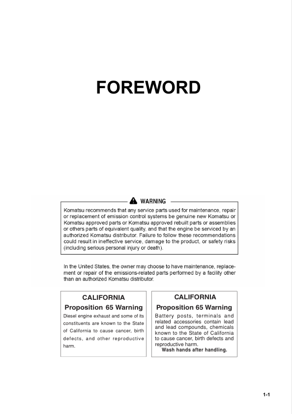 Komatsu WA270-8 Operator and Maintenance Manual – CEAM031701