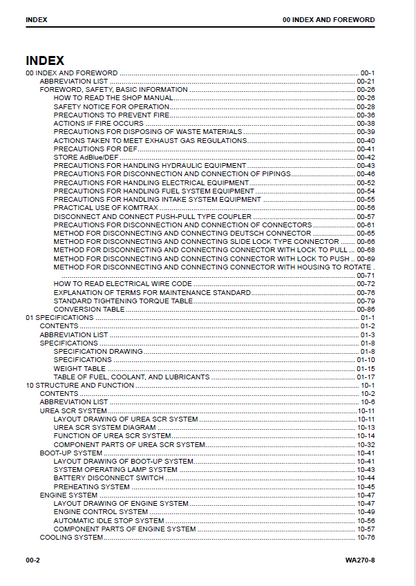 Komatsu WA270-8 Technical Workshop Manual – CEBM031301
