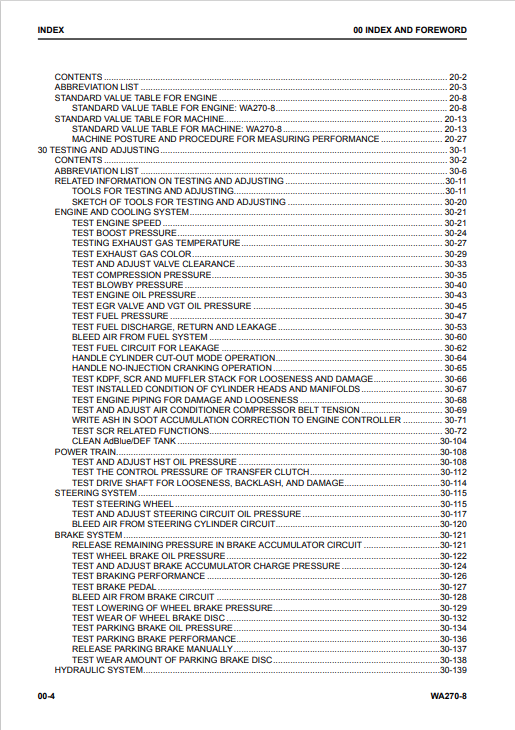 Komatsu WA270-8 Wheel Loader Repair & Maintenance Manual PDF
