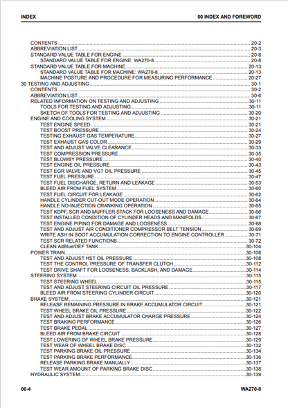 Komatsu WA270-8 Wheel Loader Repair & Maintenance Manual PDF