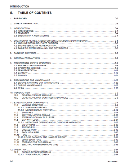 Komatsu WA320-3 Wheel Loader Operation and Maintenance PDF Manual CEAM003501