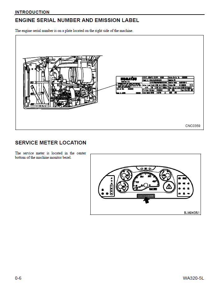 Komatsu WA320-5L Wheel Loader PDF Manual CEAM012203