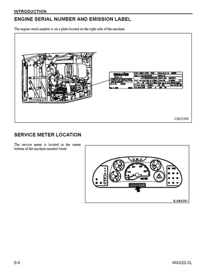 Komatsu WA320-5L Wheel Loader PDF Manual CEAM012203
