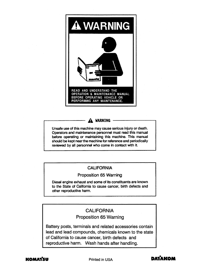 Komatsu WA320-6 Operation and Maintenance Guide CEAM019804 PDF