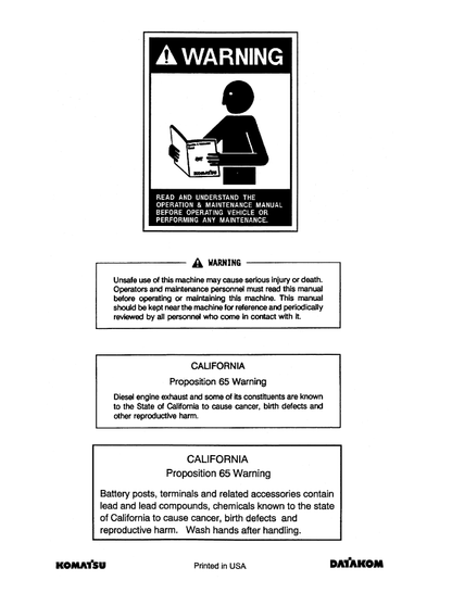 Komatsu WA320-6 Operation and Maintenance Guide CEAM019804 PDF