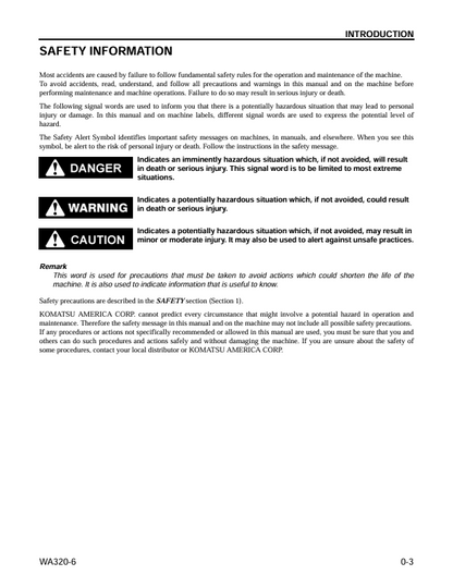 Komatsu WA320-6 Wheel Loader Operating Procedures and Service Guide