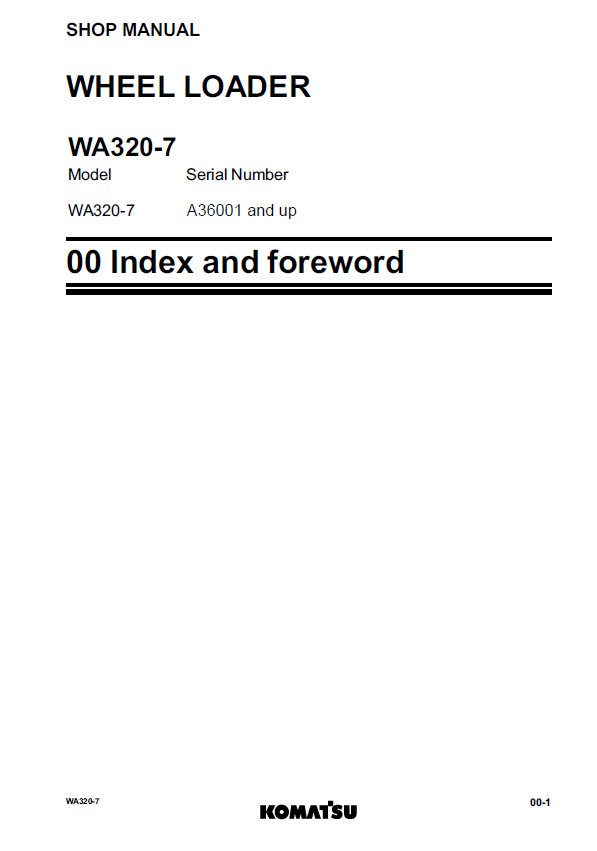 Komatsu WA320-7 Technical Workshop Manual – CEBM027701