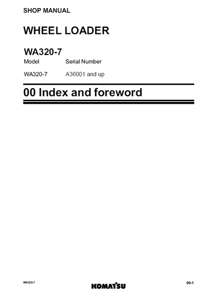 Komatsu WA320-7 Technical Workshop Manual – CEBM027701