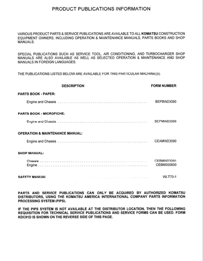 Komatsu WA380-3 Heavy Equipment Repair Manual CEBMW23091