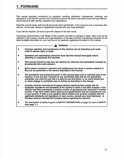 Komatsu WA380-3 Wheel Loader Maintenance Guide and Operating Instructions