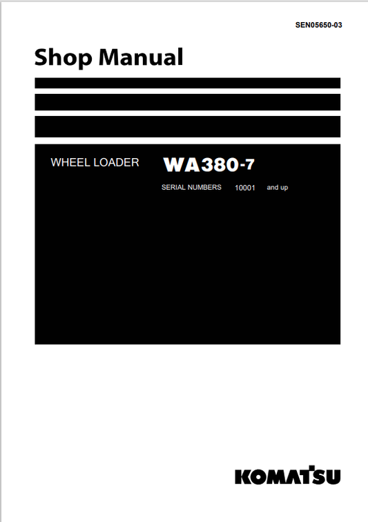 Komatsu WA380-7 Wheel Loader Shop Manual SN 10001-UP PDF