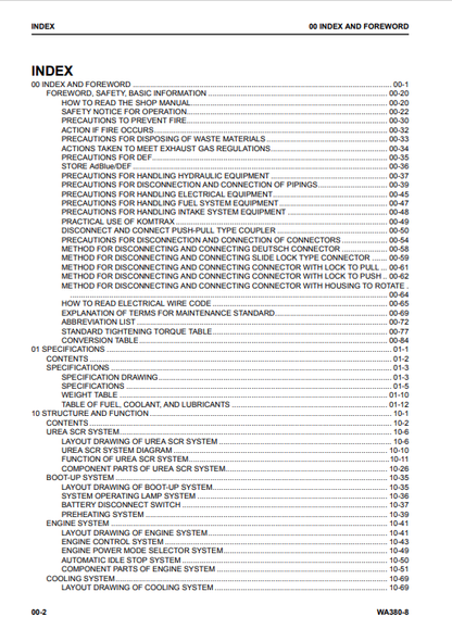 Komatsu WA380-8 Wheel Loader Service & Repair Manual PDF