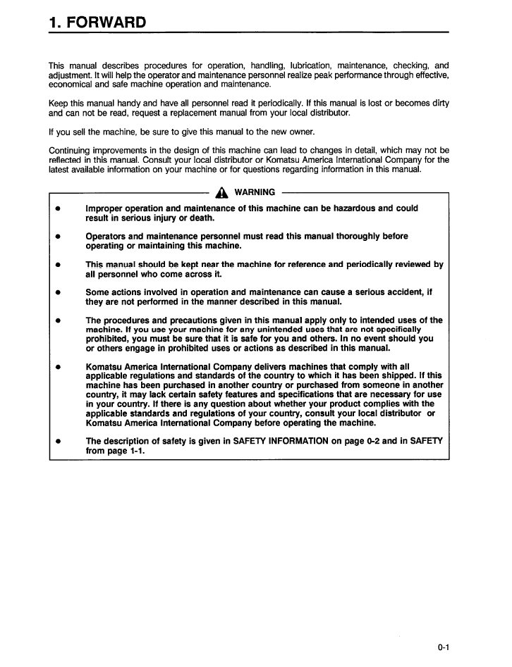 Komatsu WA420-3 Operation and Maintenance Manual CEAM000601
