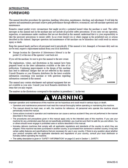 Komatsu WA430-6 Wheel Loader Operation Guide CEAM012704