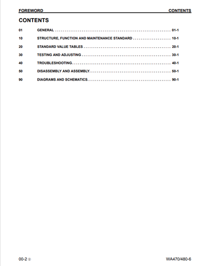 Komatsu WA470-6 and WA480-6 Wheel Loader Service and Repair Manual