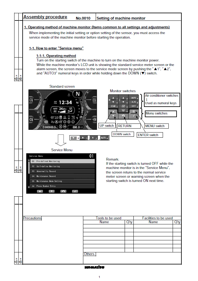 Komatsu WA470-8 Wheel Loader On-Site Assembly & Commissioning Guide (GEN00133-00)
