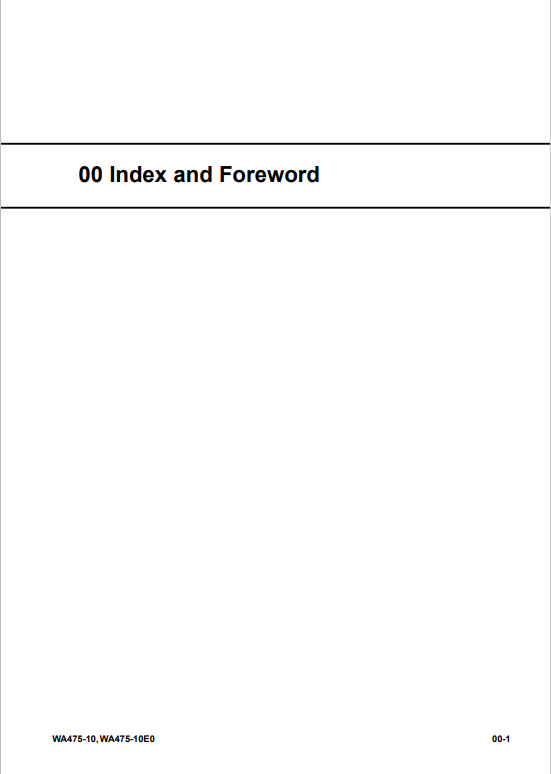 Komatsu WA475-10E0 Wheel Loader Service & Repair Manual