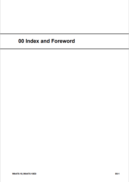 Komatsu WA475-10E0 Wheel Loader Service & Repair Manual