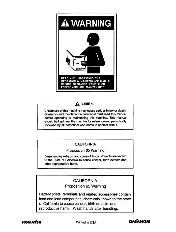 Komatsu WA480-6 Operation and Maintenance Guide CEAM009104