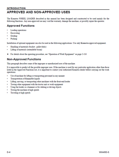 Komatsu WA480-6 Wheel Loader Maintenance Manual CEAM018404