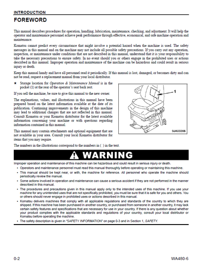 Komatsu WA480-6 Wheel Loader Operating Manual CEAM018404