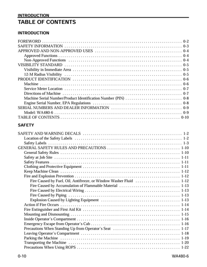 Komatsu WA480-6 Wheel Loader Operator and Maintenance Manual