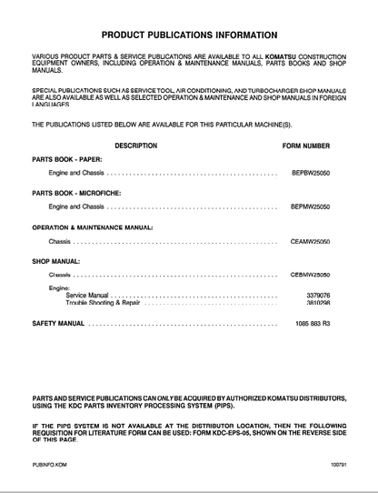 Komatsu WA500-1LC Wheel Loader Service and Repair Manual PDF