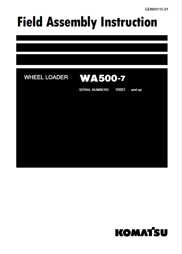 Komatsu WA500-7 Wheel Loader Field Assembly Manual PDF GEN00115-01
