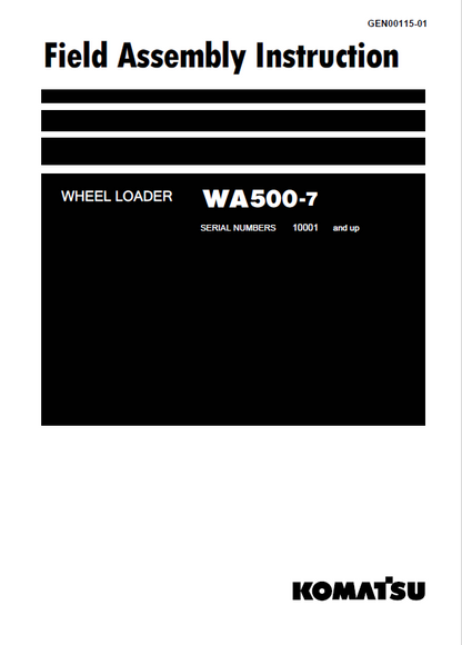 Komatsu WA500-7 Wheel Loader Field Assembly Manual PDF GEN00115-01