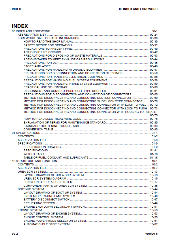 Komatsu WA500-8 Heavy Equipment Workshop Manual