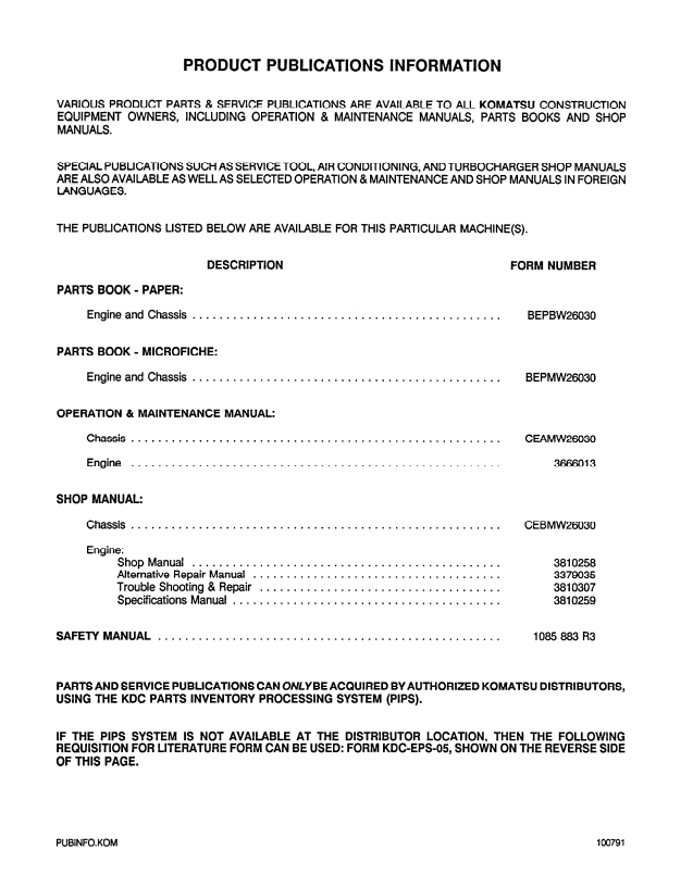 Komatsu WA600-1LC Wheel Loader Service and Repair Manual PDF