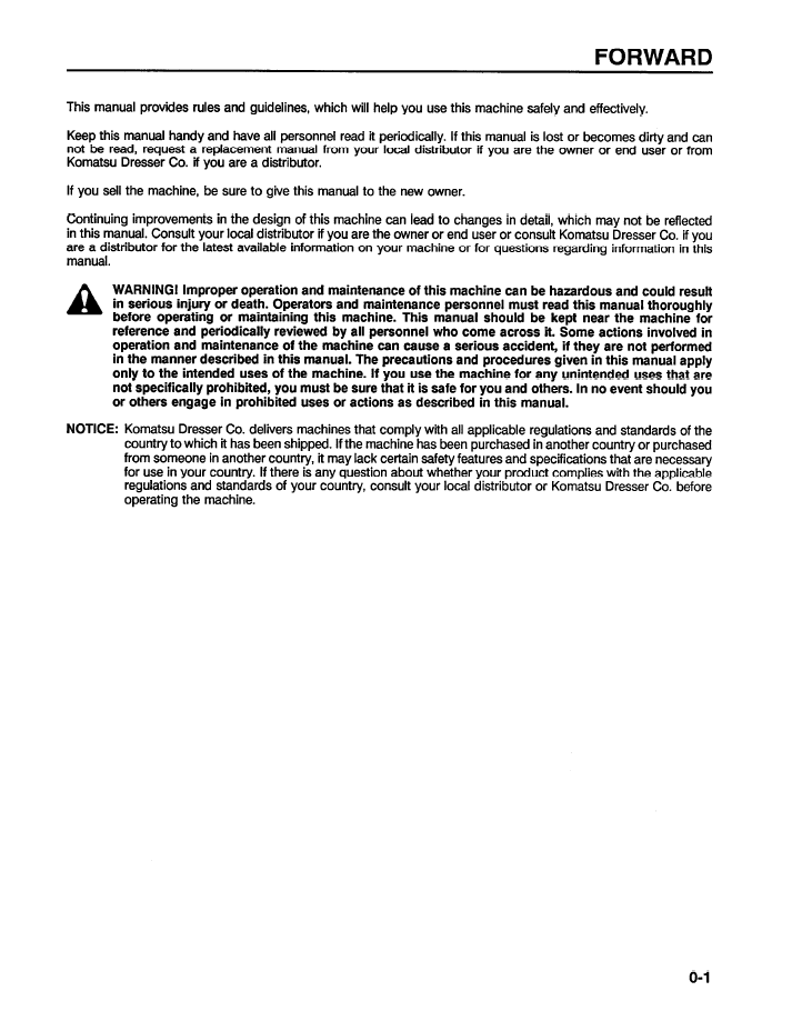 Komatsu WA600-1L Operation and Maintenance Manual CEADW26010