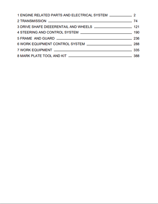 Komatsu WA600-1 Wheel Loader Parts Catalogue Manual PDF