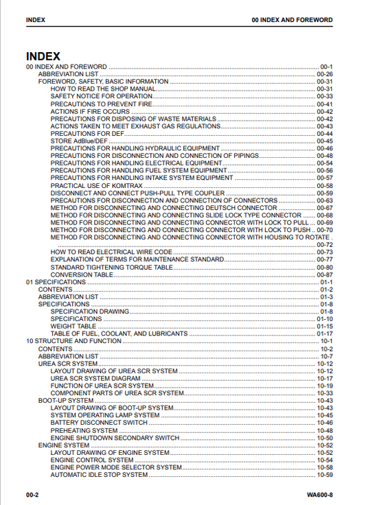 Komatsu WA600-8 Wheel Loader Service & Repair Manual PDF