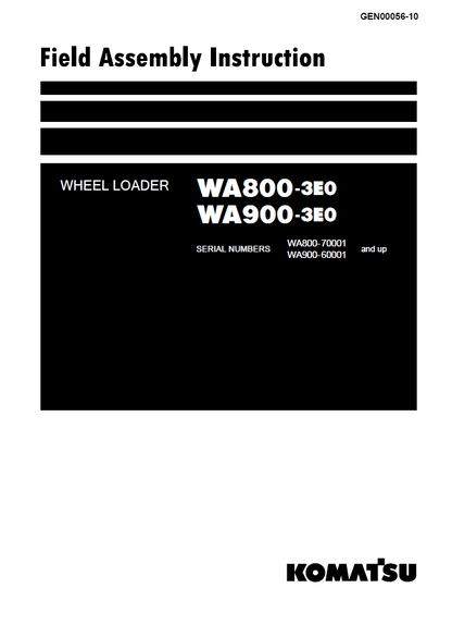 Komatsu WA800-3E0 WA900-3E0 Wheel Loader Field Assembly Manual PDF